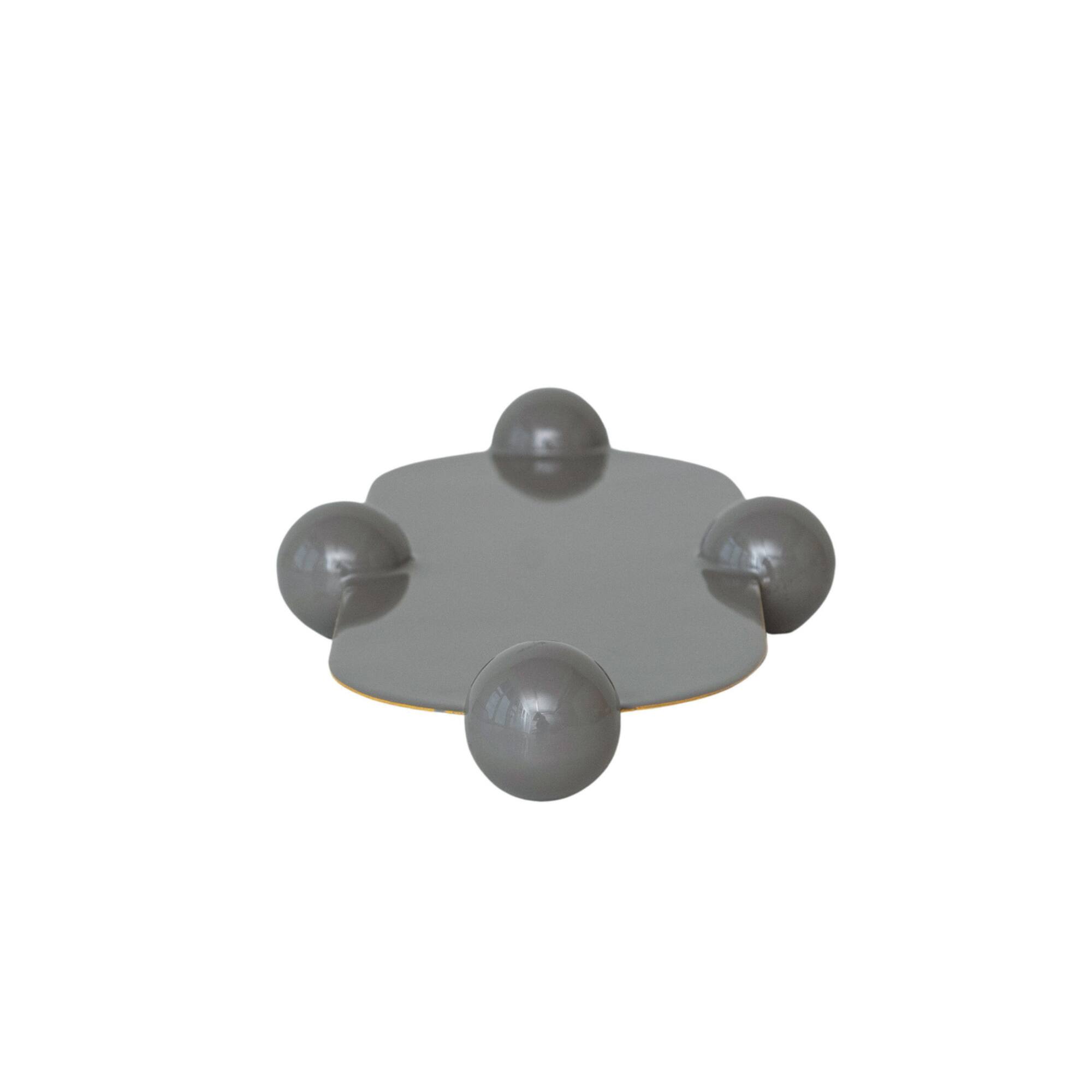 Hello Honey® 17.5" Gray Elegance Enamel Metal Tray with Ball Feet